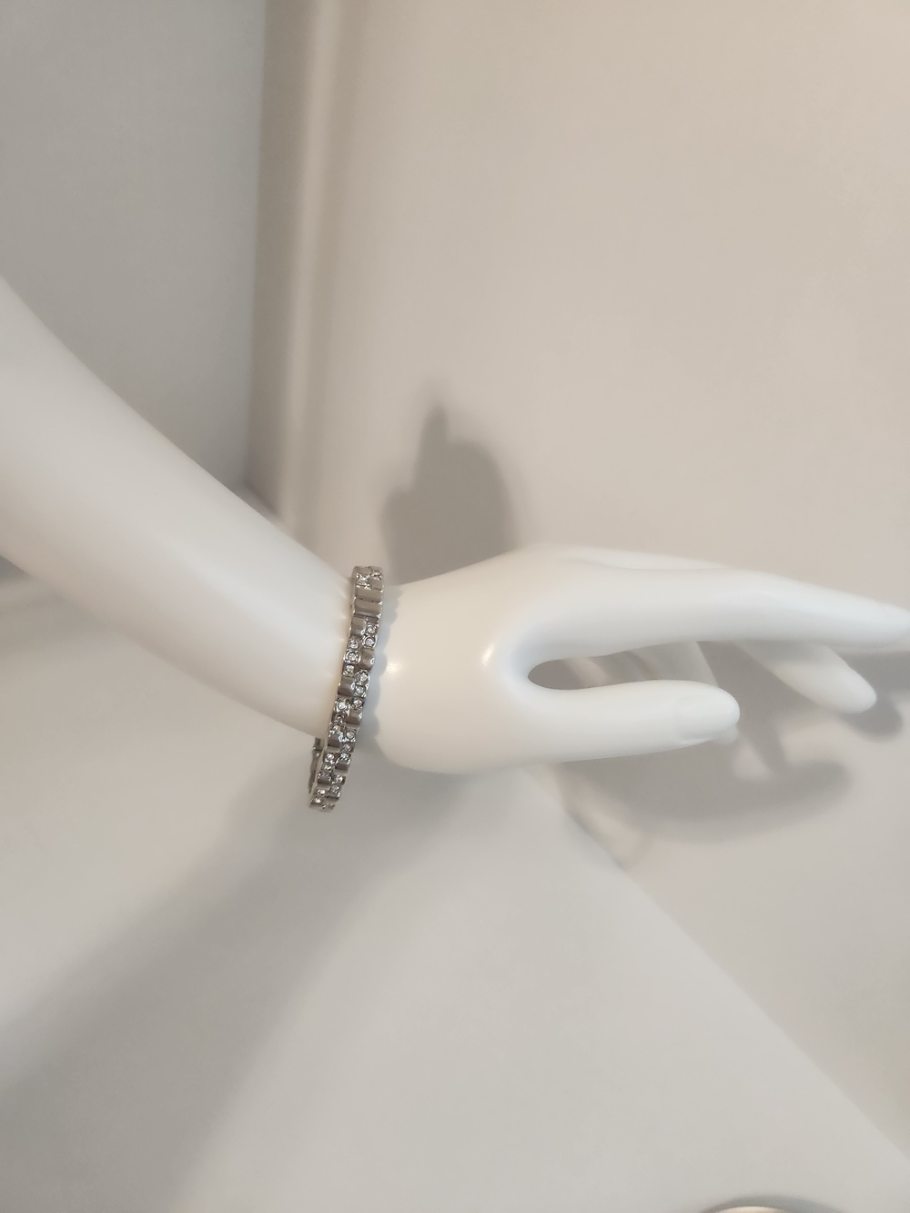 Classic Silver Stretchy Bengal Bracelet with Clear Stones - Women Jewelry